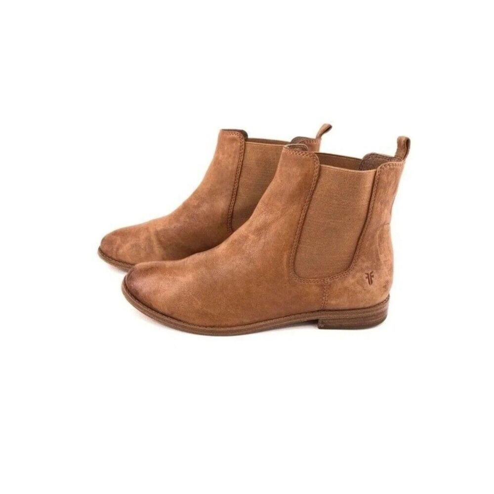 Frye Anna Camel Brown Leather Chelsea Ankle Boots - Size 7.5